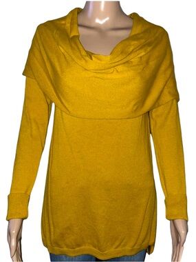Shrinking Violet Anthropologie mustard wool blend cowl neck tunic sweater